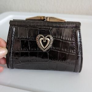 Vintage Brighton Black Croc Embossed Leather Coin Purse
